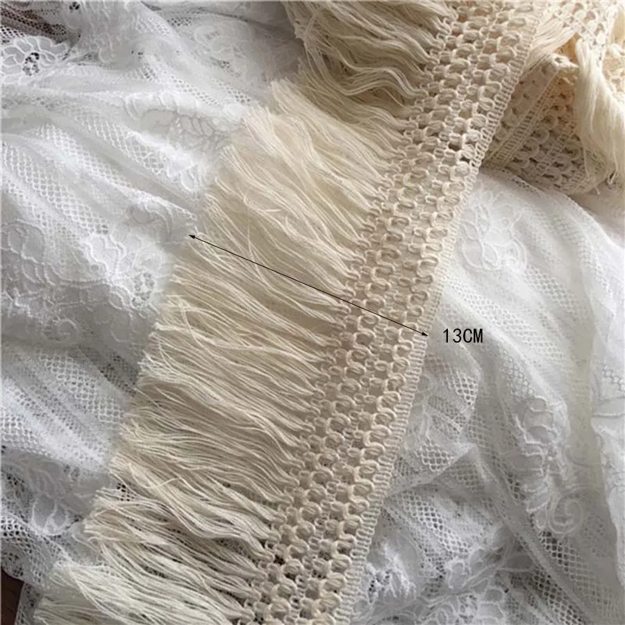 2Yards Lace Tassel Ribbon Cotton Tassels Trimming Fringes Tassel Lace For Sewing Bed Clothes Curtains DIY Accessories