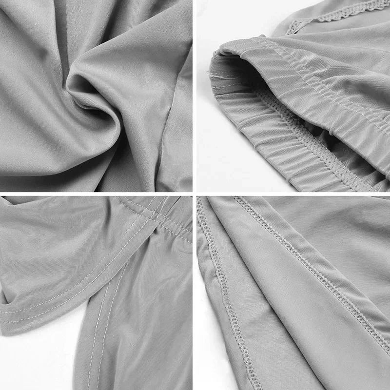 Men's Sexy Ice Silk Loose Boxer Briefs Breathable Seamless Button Split Aro Pants Underwear Daily Thin Men Panties view 6