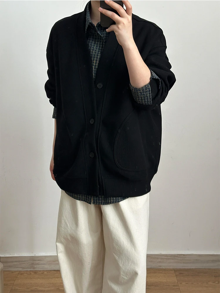 

Мужская летняя повседневная толстовка свободного кроя в стиле ретро с клетчатым узором и V-образным вырезом, универсальная, модная, для молодежи