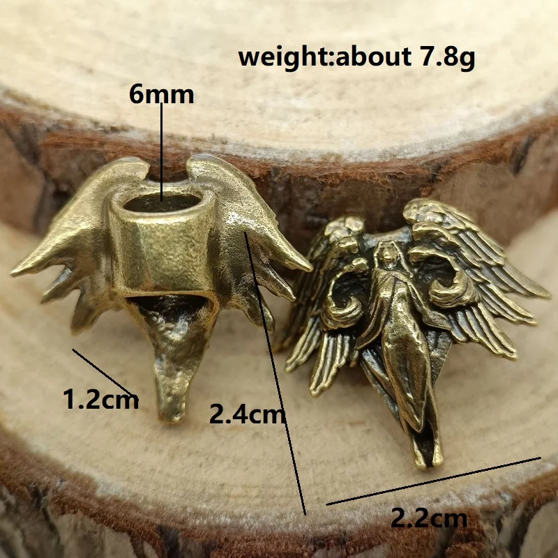 Six Winged Angel Seraph Brass Knife Beads EDC DIY Paracord Woven Bracelets Lanyard Pendants Accessories Outdoor Tool Hangings