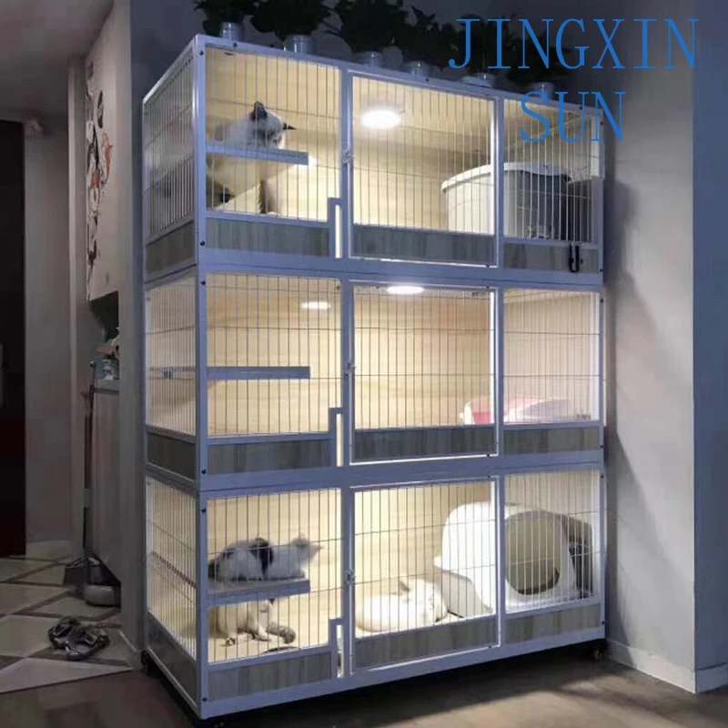 Cat Cage Breeding Cage Solid Wood Super Large Space Indoor Two Floor Three Floor Isolation  Cabinet House