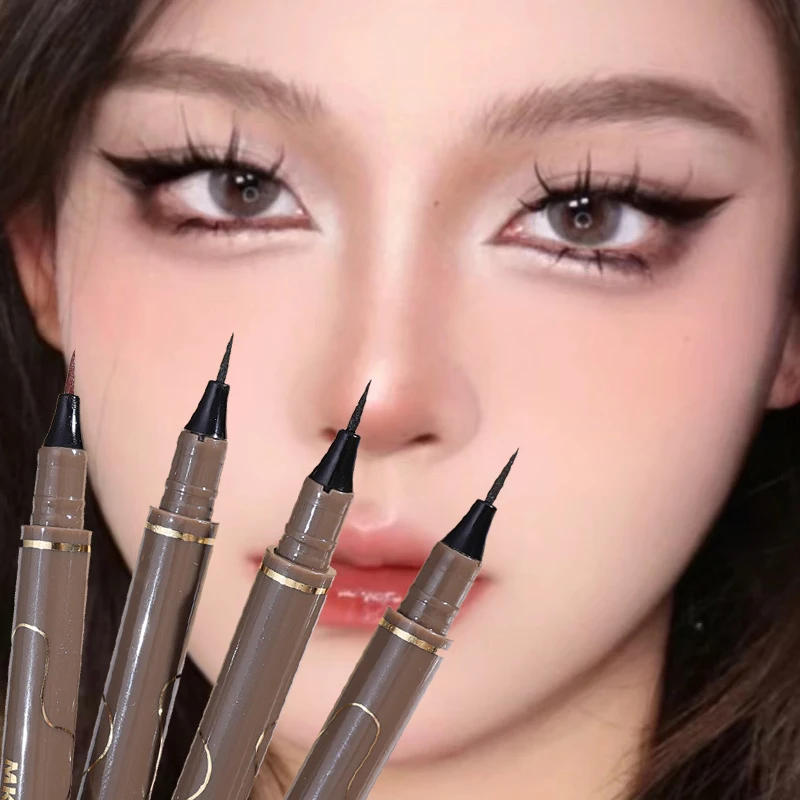 Smooth Liquid Eyeliner Makeup Waterproof Lasting Ultra-fine Black Brown sdraiato Silkworm Pen Matte penna per ciglia inferiore ad asciugatura rapida