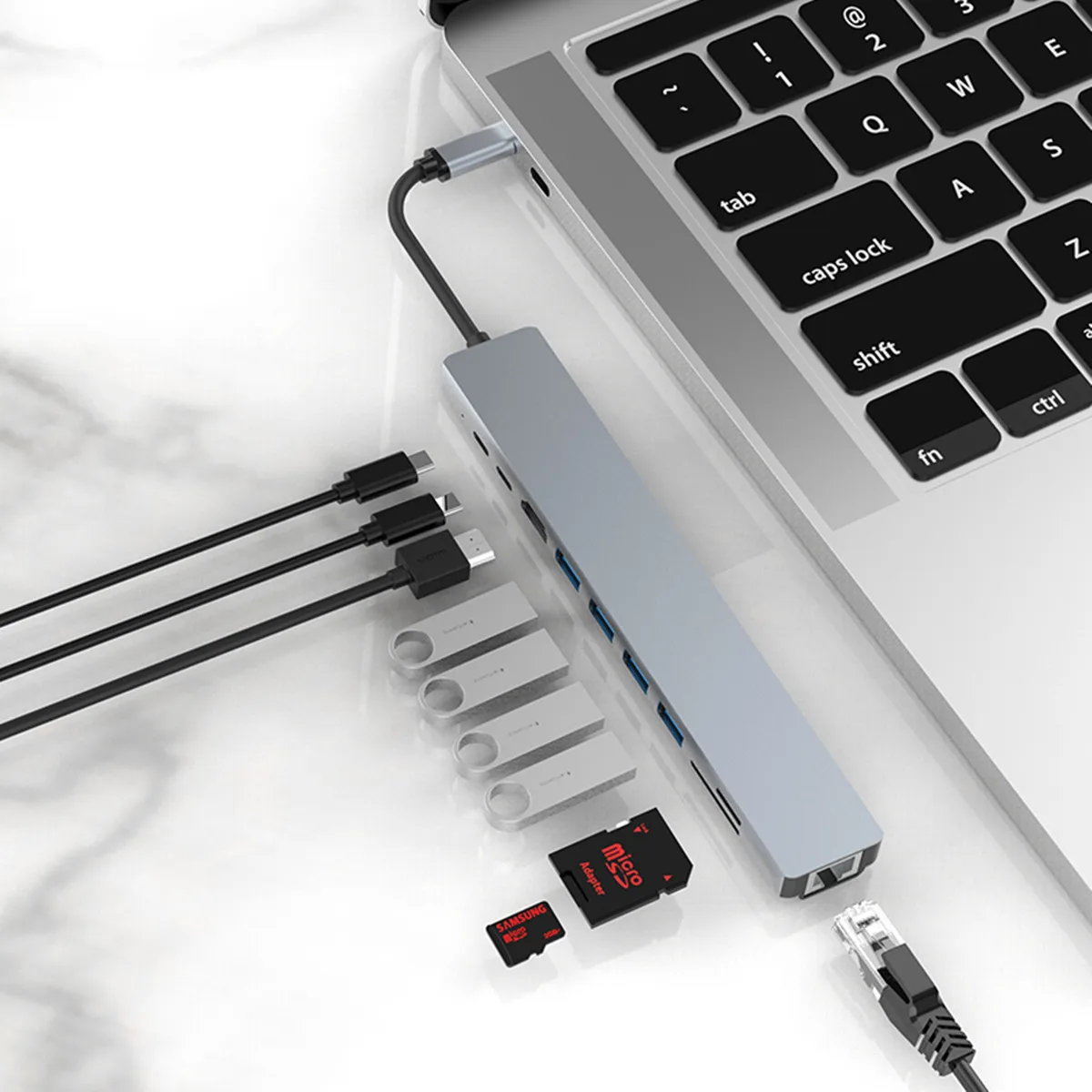 Multi-função 10 em 1 docking station tipo c adaptador 100w pd3.0 potência rj45 USB-C transmissão de dados 4k acessórios do cubo do portátil