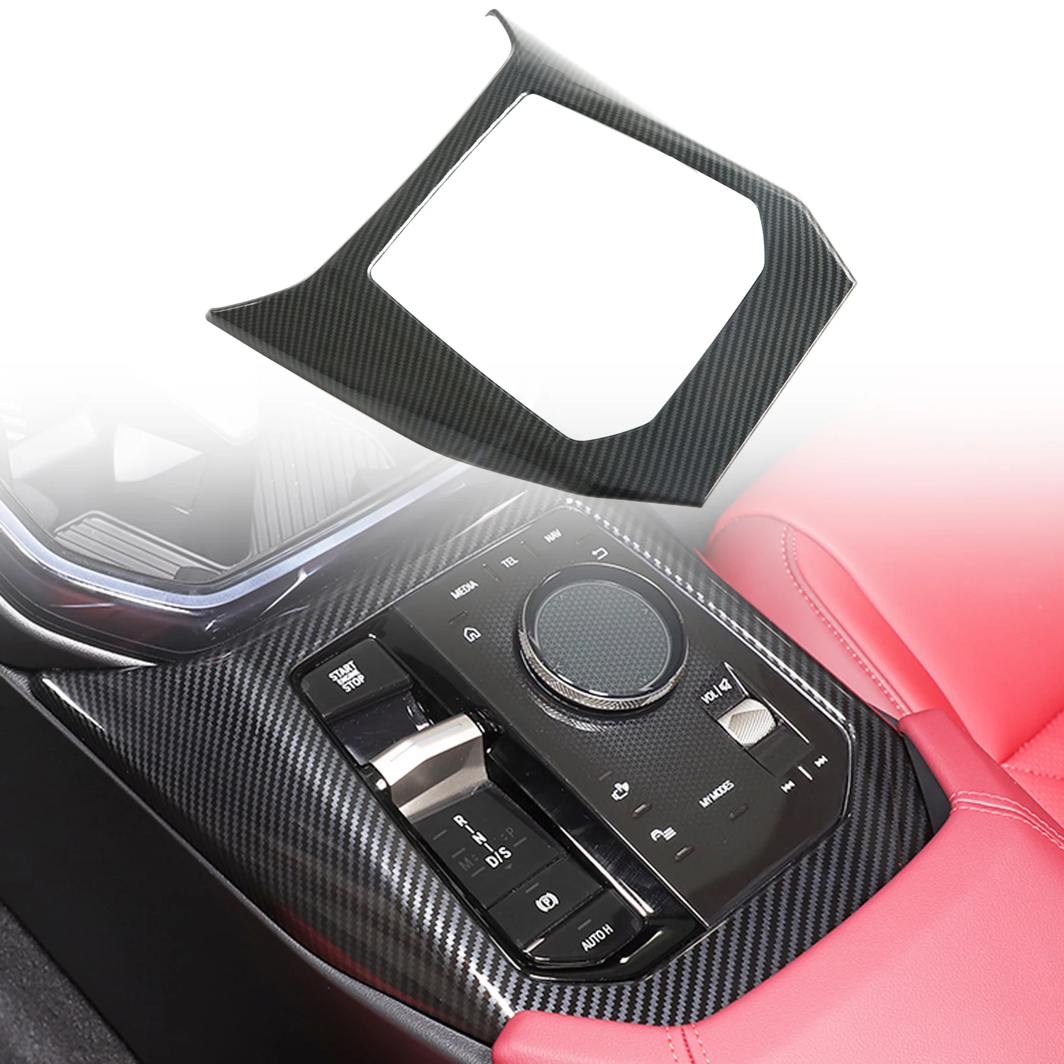 

Fits for BMW X3 G45 2024 2025 Interior Central Console Gear Shift Panel Trim ABS Carbon Fiber Printed Car Accessories