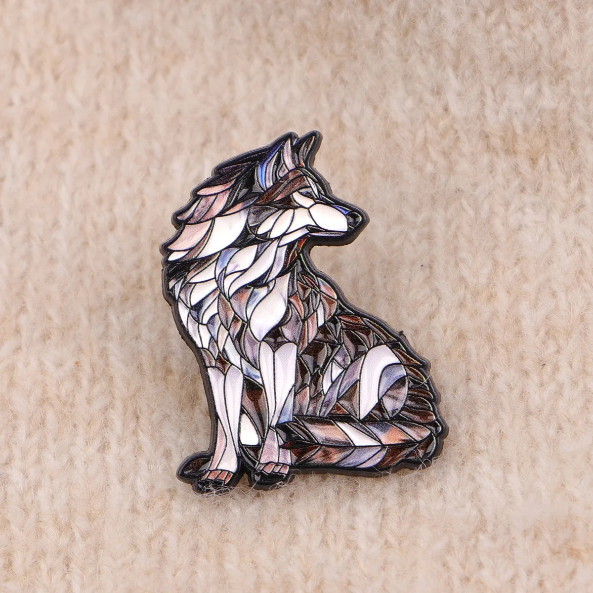 Skinwalker Ranch Enamel Pins Stained Glass Wolf Brooch Clothing Decoration Cartoon Animal Lapel Pin For Backpack Bag Gift