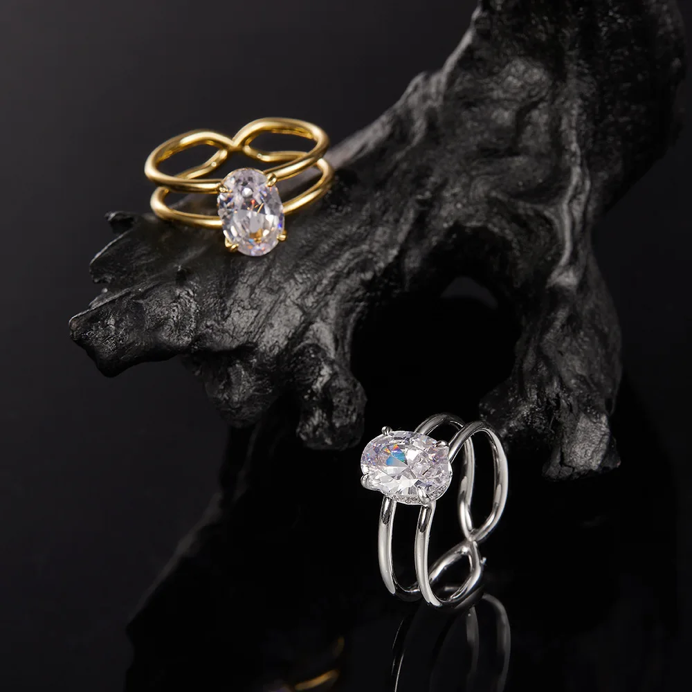 TY 2 Carat Oval Moissanite Ring 925 Sterling Silver for Women Luxury Engagement Ring Couple Ring Pigeon Egg Fine Jewelry D Color