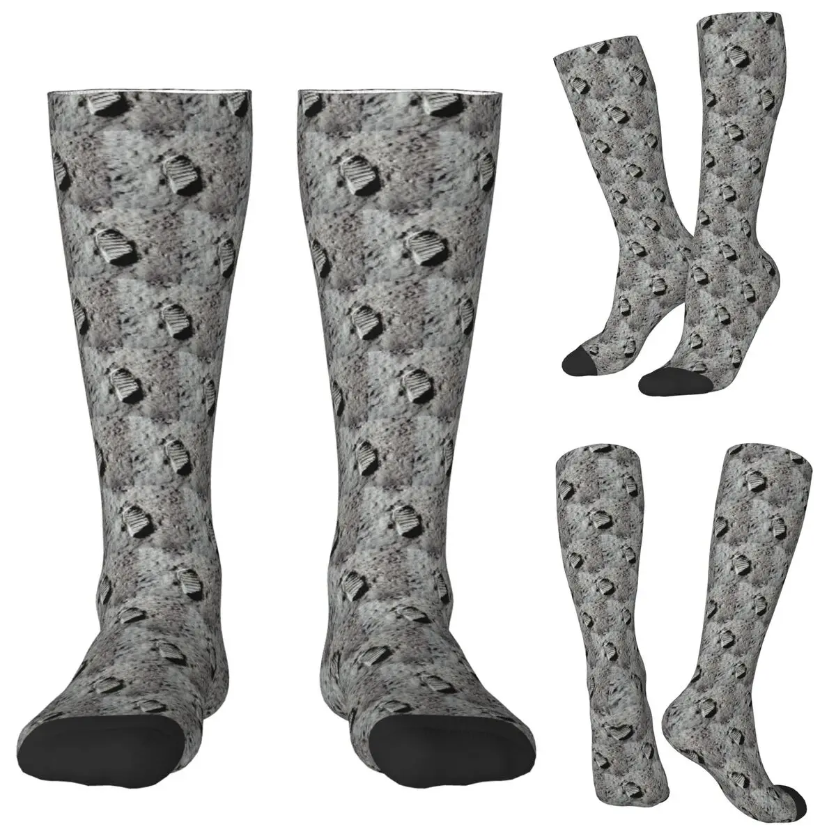 

Footprint On The Moon By Buzz Aldrin Apollo Socks Harajuku Stockings All Season Long Socks Accessories for Man Woman