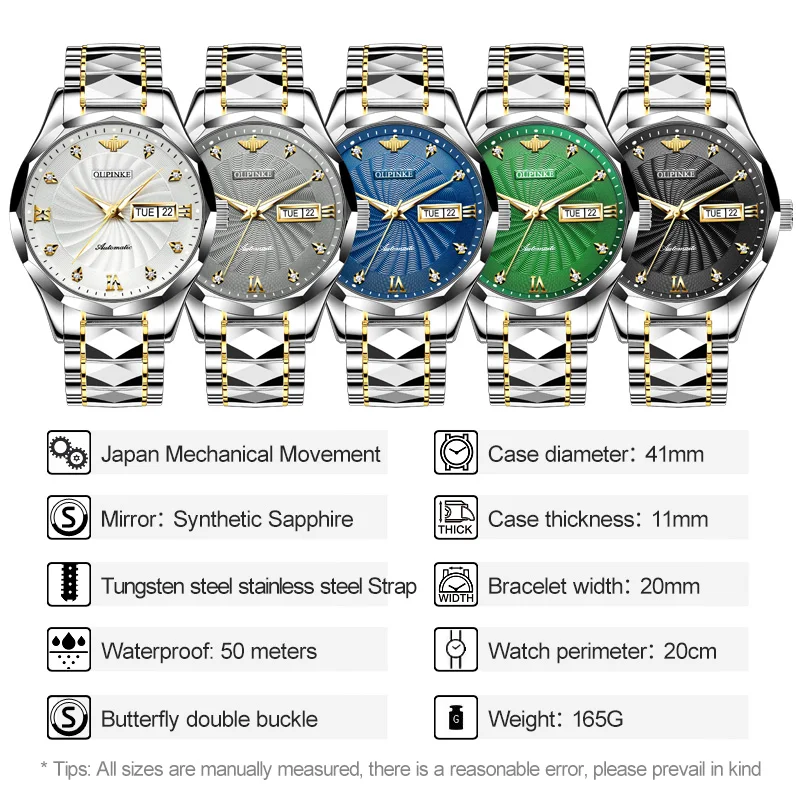 OUPINKE 3169 Mechanical Watch for Men Auto Date Year Imported Automatic Movement from Japan Wristwatch Man - Image 6