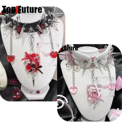 Y2K Accessories Spike Girl Angel Wing Gothic Couple Harajuku Medical Choker Blood bag Pendant Necklace Women Punk Jewelry