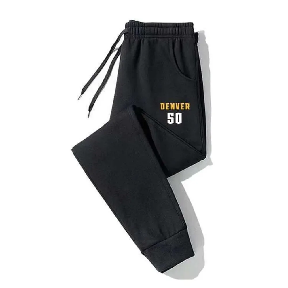 Calças esportivas casuais com estampa de logotipo de equipe simples para adultos, adequadas para corrida fitness ao ar livre de outono e inverno e outros esportes.