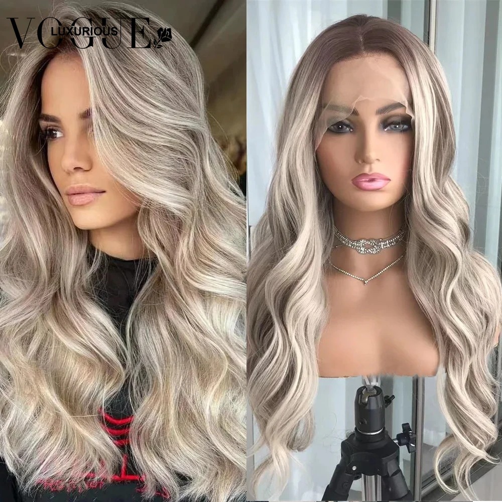 Highlight Honey Ash Blonde Colored Body Wave Human Hair Wig 13x4 Transparent Lace Frontal Wigs For Woman Ready To Go Pre Cut