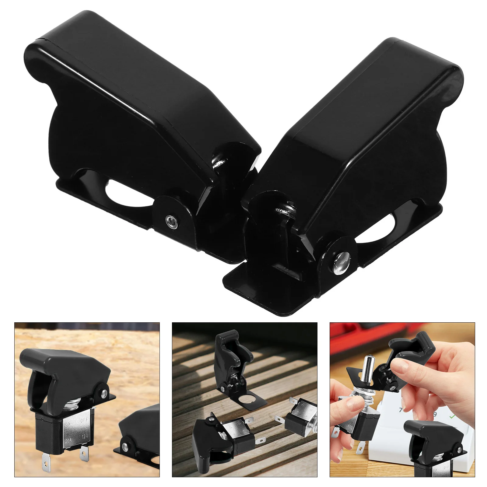 

2Pcs Toggle Switch Protective Cover Sturdy Plastic Iron Guard Plate for Vehicle Boat Motorcycle Use Toggle Switch Cover