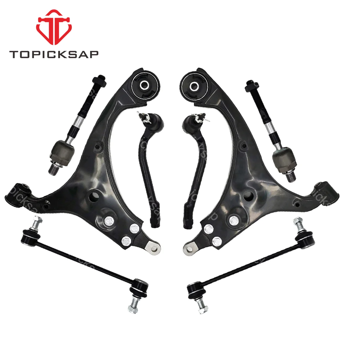 TOPICKSAP Front Lower Control Arm Set Tie Rod Ends 8pcs Suspension Kits for Hyundai Elantra 2007 - 2012 545002H000