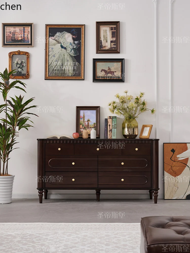 HXL Pure Solid Wood Chest of Drawers Dressing Table Multi-Functional Storage Corner Makeup Table