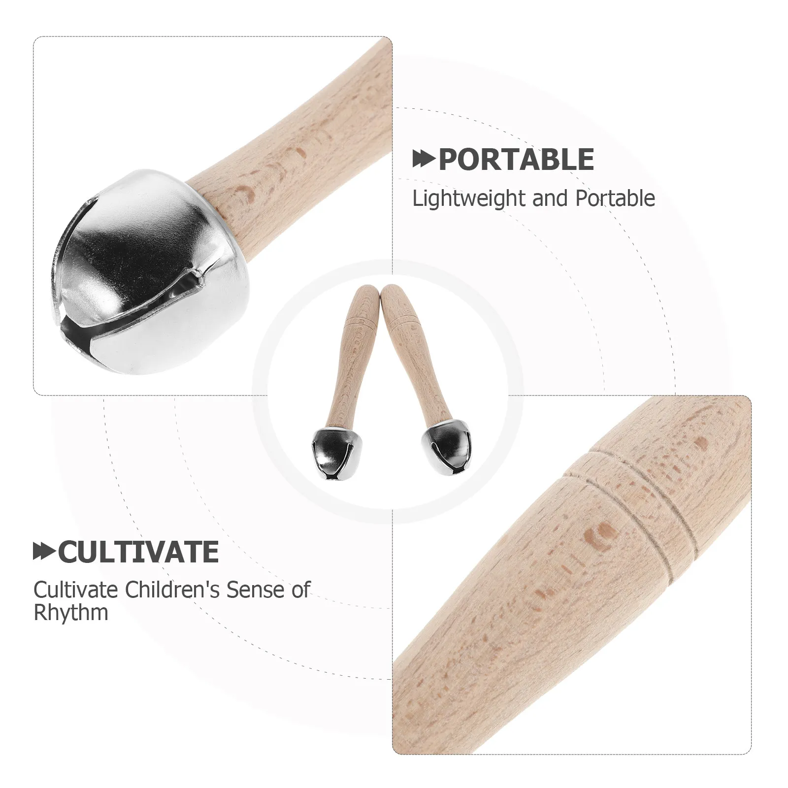 Wooden Vertical Bell Natural Hardwood Music Rattle Instrument Suitable for Home Preschool Kindergarten Wooden Vertical Bell Gift