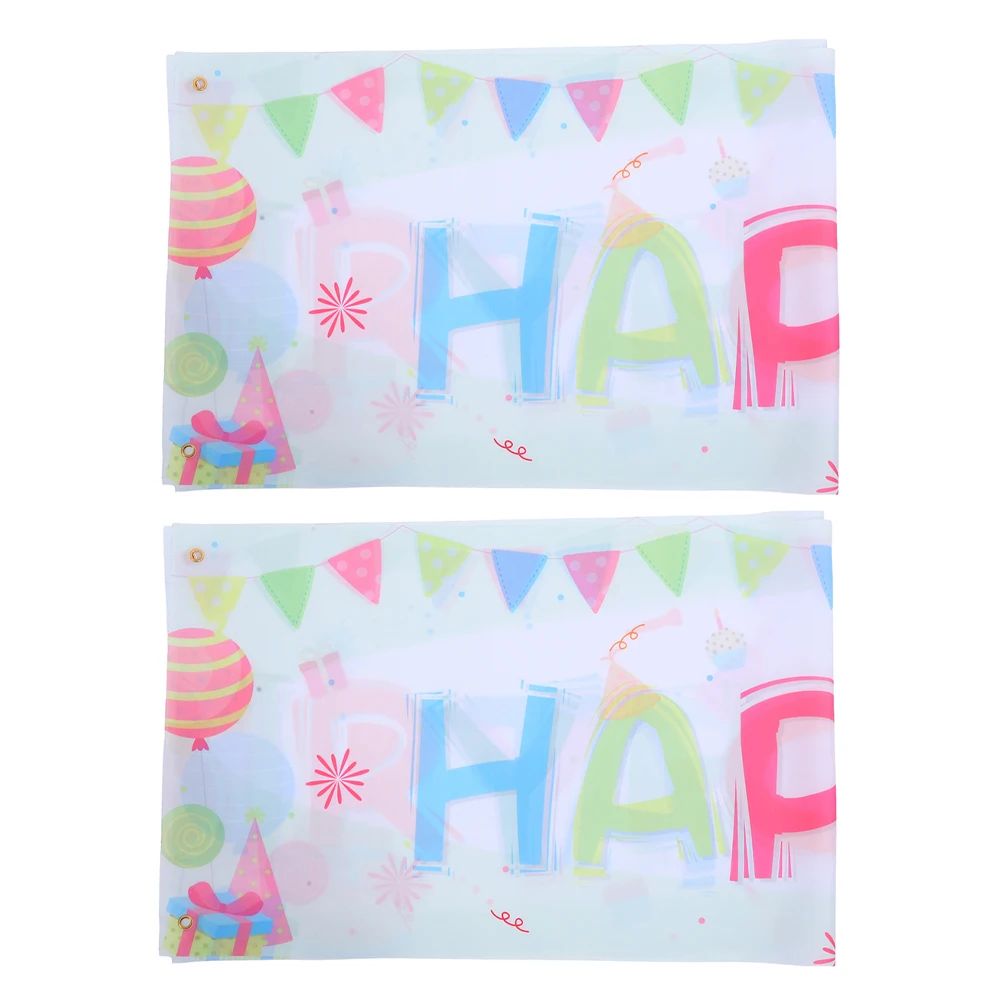 

2pcs Birthday Banner Decoration Colorful Happy Birthday Wall Backdrop Yard Banner Kids Boys Girls Reusable Polyester Photoshoot