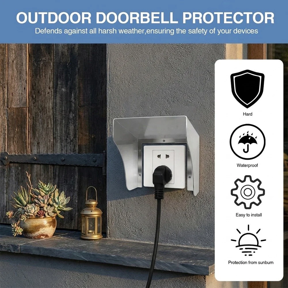 2pcs Stainless Steel Rain Cover for Outdoor Electrical Outlets Bathrooms Garages and Humid Conditions 12.5x12x12cm
