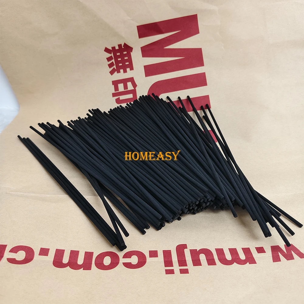500Pcs 3mm Natural Black Fiber Reed Diffuser Sticks 10/19/22/25/30/40cm Multi Sizes Essential Oil Aroma Rods Air Freshener Decor