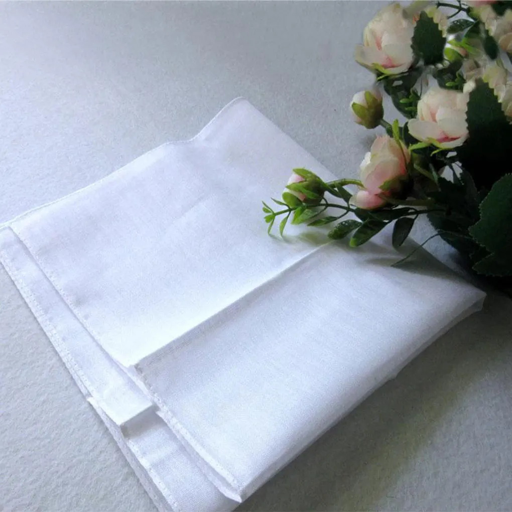 10 Pieces Man Square Handkerchiefs Cotton Soft Banquet Business Pocket Handkerchief Foldable Hanky Accessories Gift