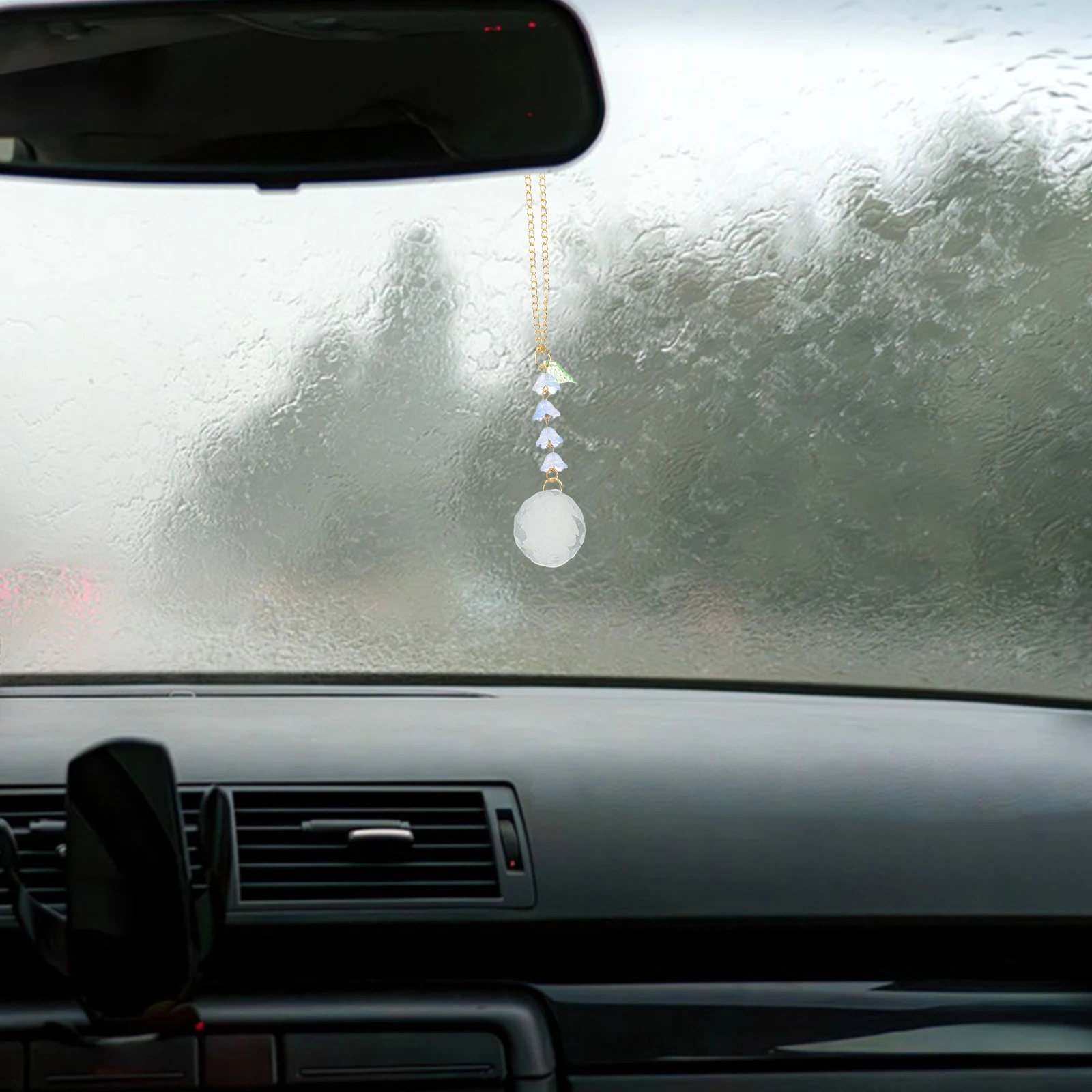 

Car Rearview Mirror Decorations Automobile Hanging Ornament Women Crystal Charm for Accessories