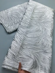 Brocade Jacquard African Lace Fabric Nigerian Damask Lace Fabrics Latest 2025 for Women Evening Dresses High Quality,5Yard4160