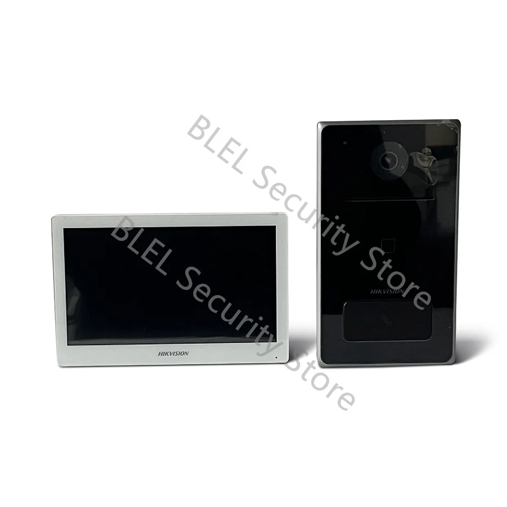 طقم الاتصال الداخلي عبر الفيديو HIKVISION DS-KIS608-P IP مع POE DS-KV6133-WME1 & DS-KH6350-WTE1 التحكم الأبيض Hik-Connect