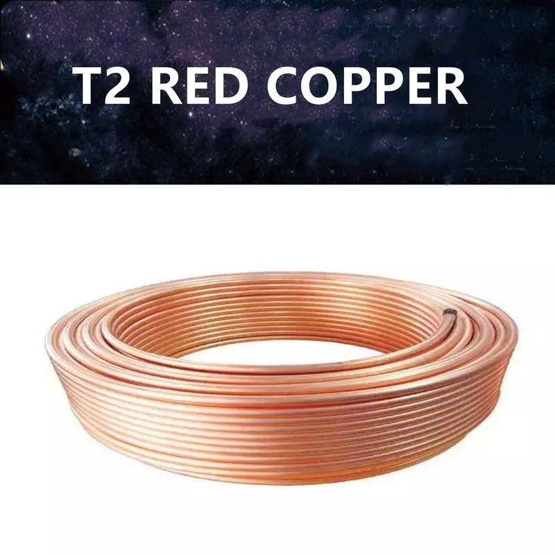 2m T2 Red Copper coil 2/3/4/5/6/8/10/12/14/16mm Copper tube Air Conditioning Copper Pipe Soft  Tube 99.9% T2 Copper DIY Cooling