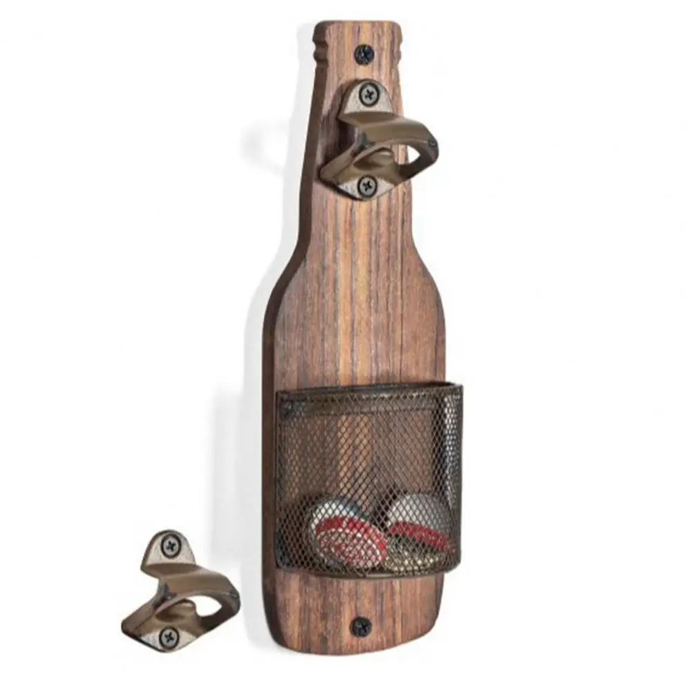

Outdoor Barbecue Bottle Opener Rustic Wall-mounted Bottle Opener with Cap Catcher Classic Multifunction Opener Ergonomic