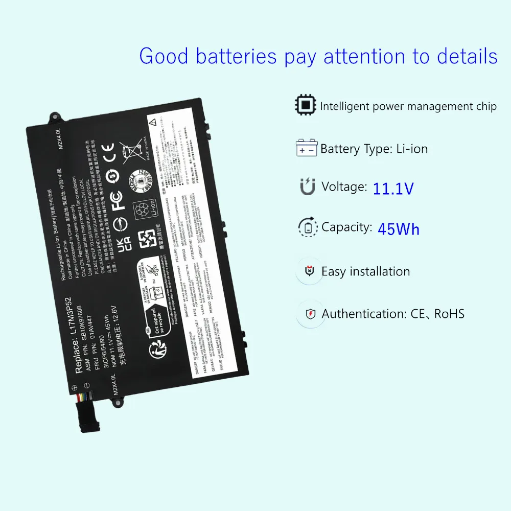 L17L3P51 L17C3P51 L17M3P51 L17M3P52 Laptop Battery For Lenovo ThinkPad E480 E485 E495 E580 E585 E490 E590 E595 R480 01AV445