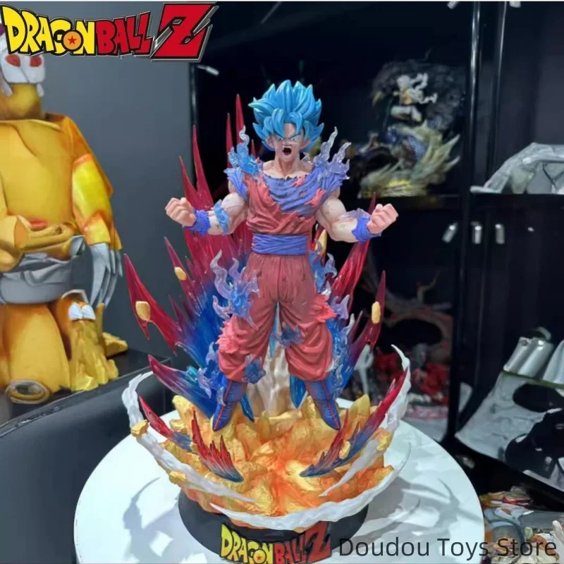 40cm Dragon Ball Anime Figure Super Saiyan God Blue Kaiouken Goku Action Figures Explosive Goku Pvc Model Statue Figurine Toys