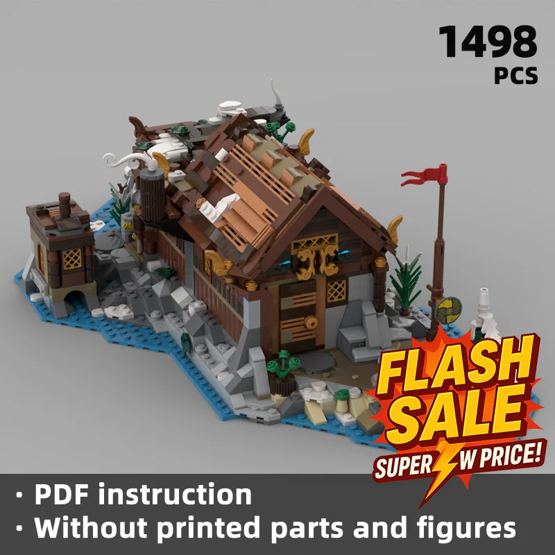 مكعبات بناء على الطراز الشمالي من فايكنغ، تجربة بناء معلم للمغامرة القبلية، تستعيد الملمس الخشبي