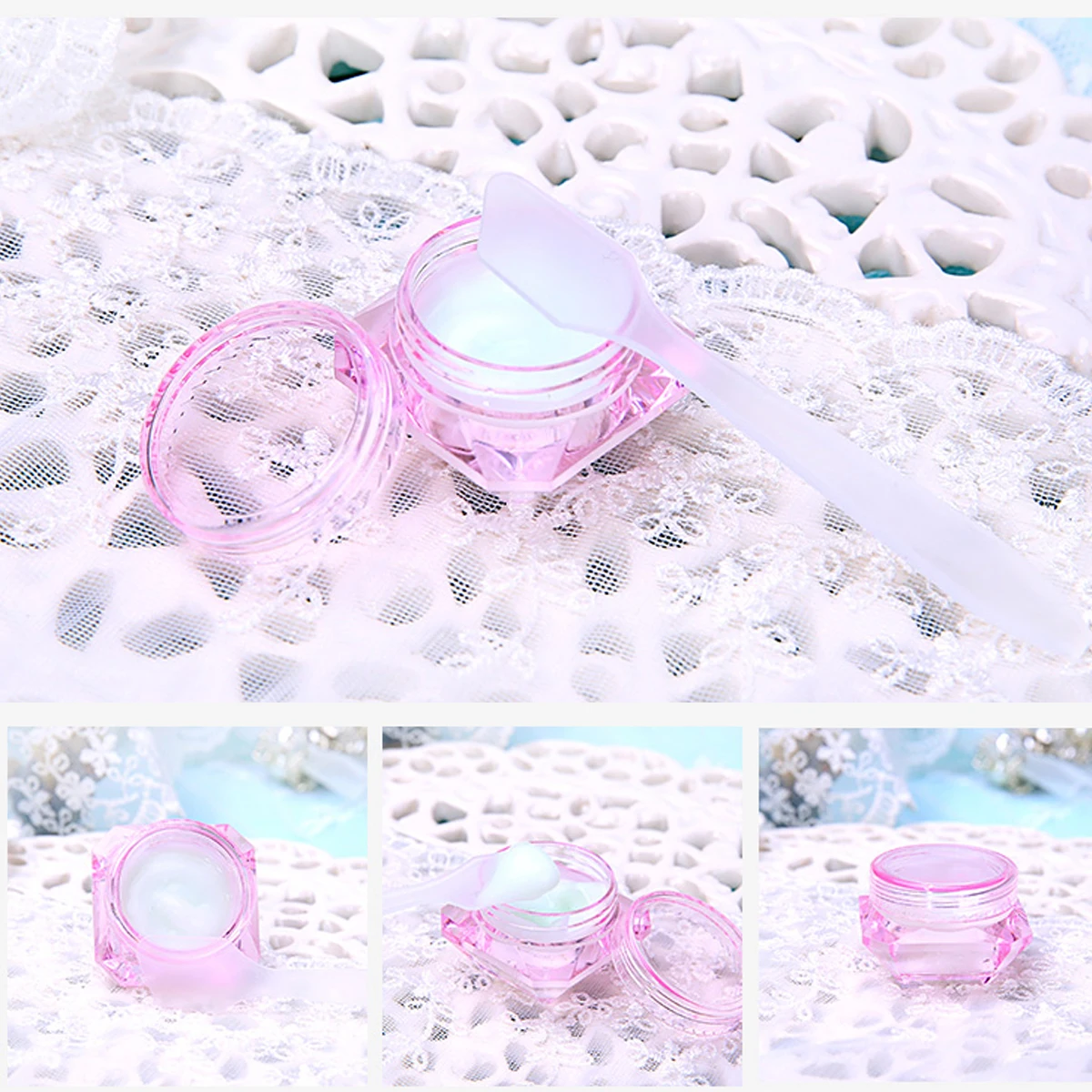 

50Pcs Plastic Cream Bottles Mini Size Screw Thread Empty Travel Container for Cream Balm Ointment Packing Box