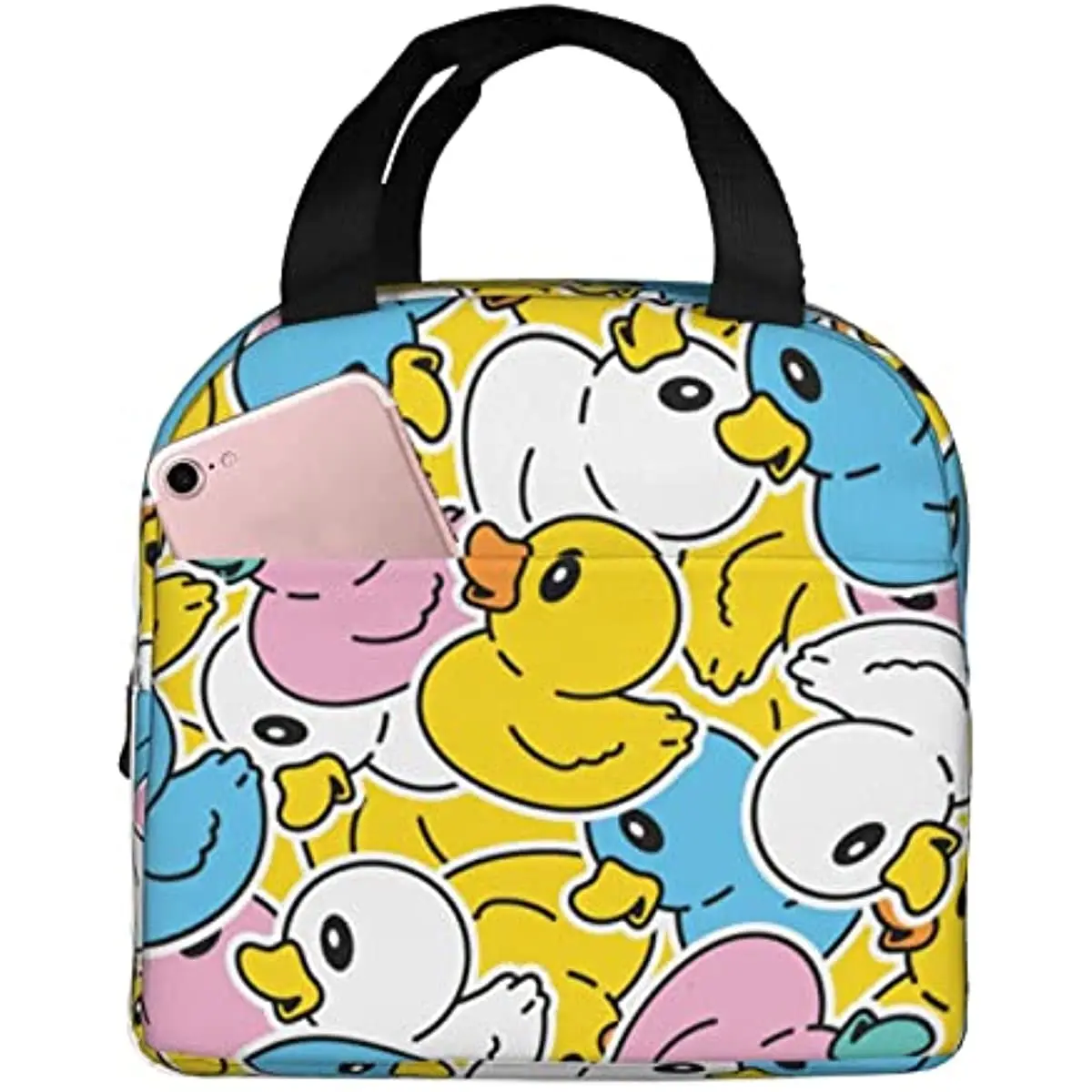 Sac à lunch isotherme en caoutchouc DLIGHTLunch Box, mignon Ducky, sac fourre-tout réutilisable pour l'école, le travail, le collège, les voyages en plein air, le pique-nique