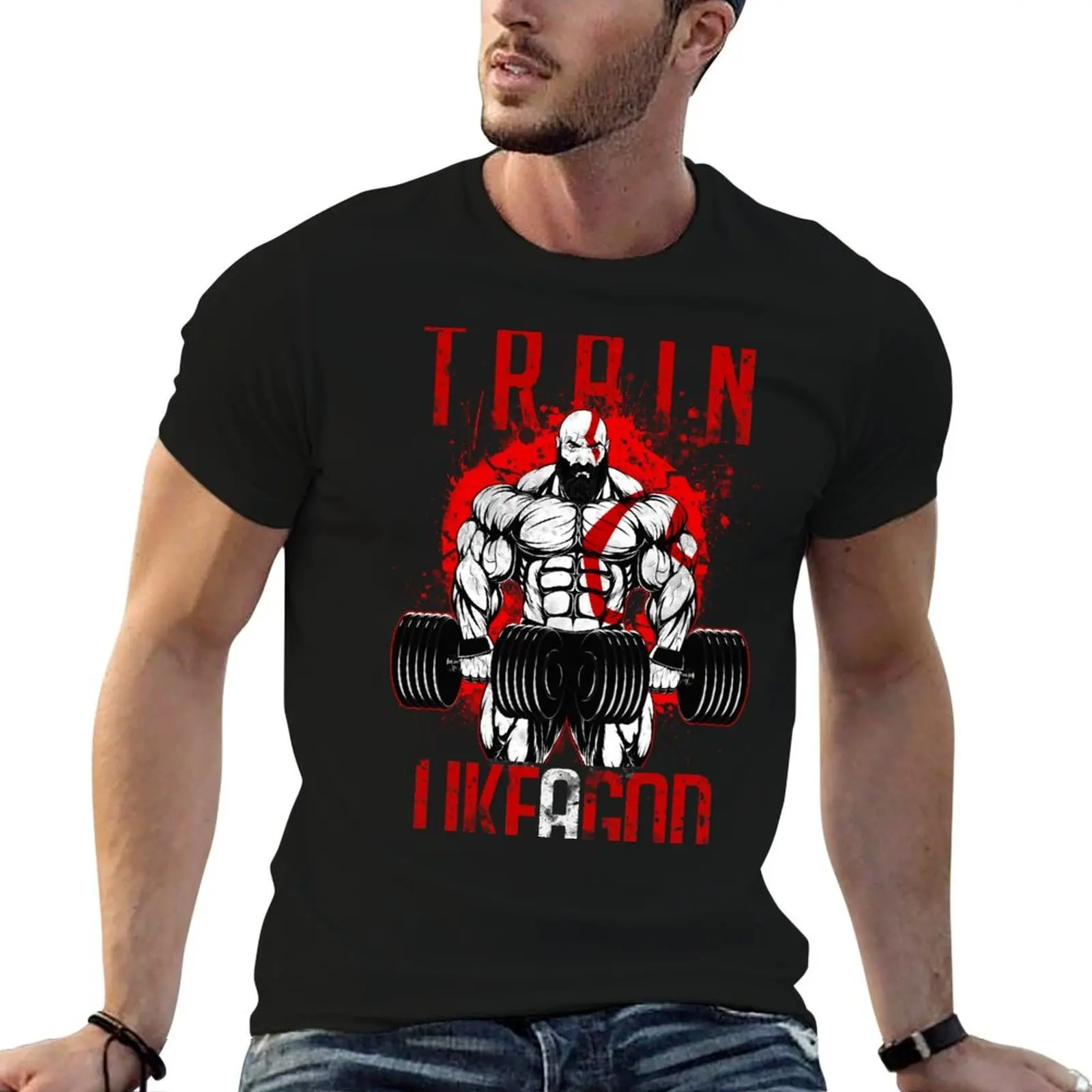 TRAIN LIKE A GOD T-Shirt t shirts for man pack cotton t shirts for man graphic funny man t shirt luxury T-shirt
