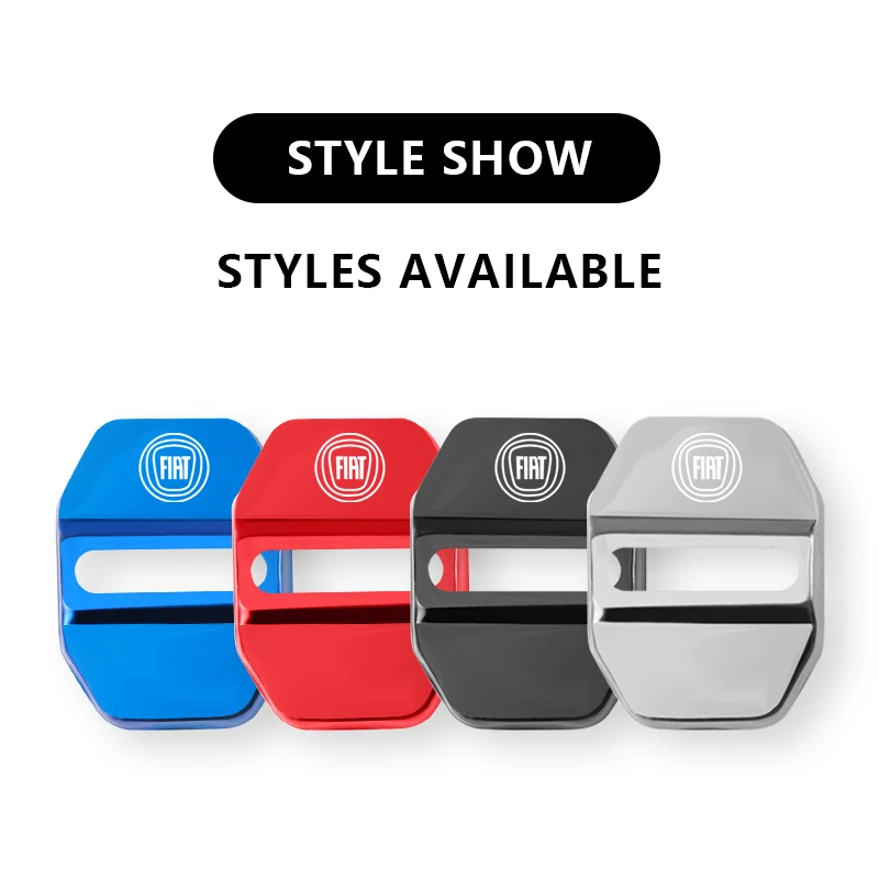 4Pcs Metal Car Door Lock Cover Protective Buckle Cover Sticker For Fiat 500 Panda Cronos Argo Punto Tipo Doblo Abarth Bravo Uno
