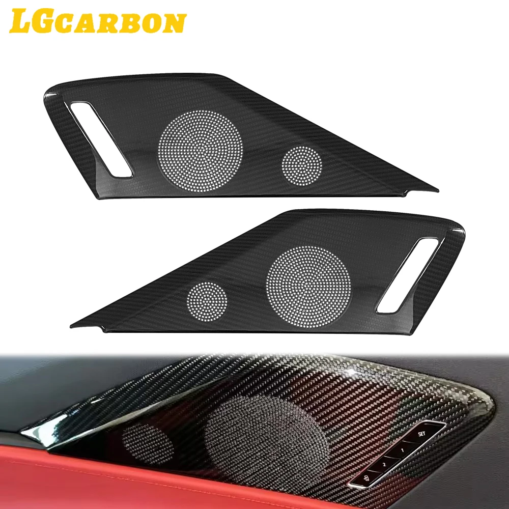 LGcarbon Carbon Fiber Door Trim Audio Speaker Panel For Corvette C8 Stingray Z06 Z51 2020-2023 Carbon Fiber Interior