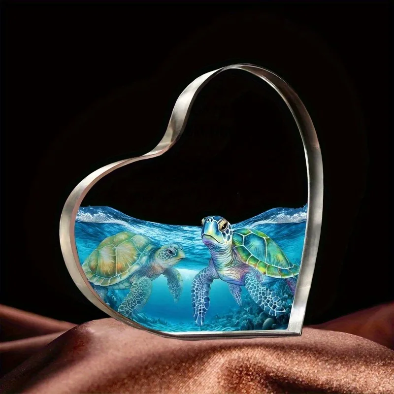 Blue Marine Life Acrylic Desktop Decoration - Perfect Birthday or Exchange Gift - Unique Turtle Design