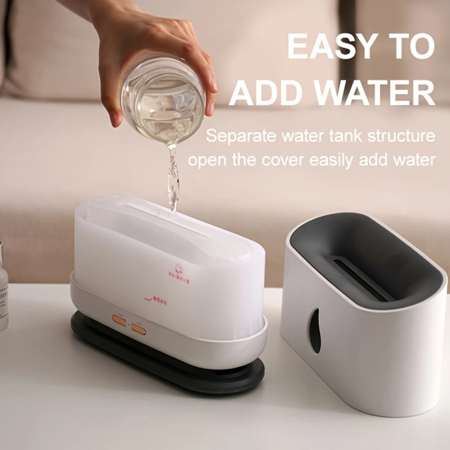 Flame Aromatherapy Humidifier DQ701 - USB Powered Ideal For Small Spaces 16.91oz Water Tank 36dB Noise Level Auto Shut-Off Mecha