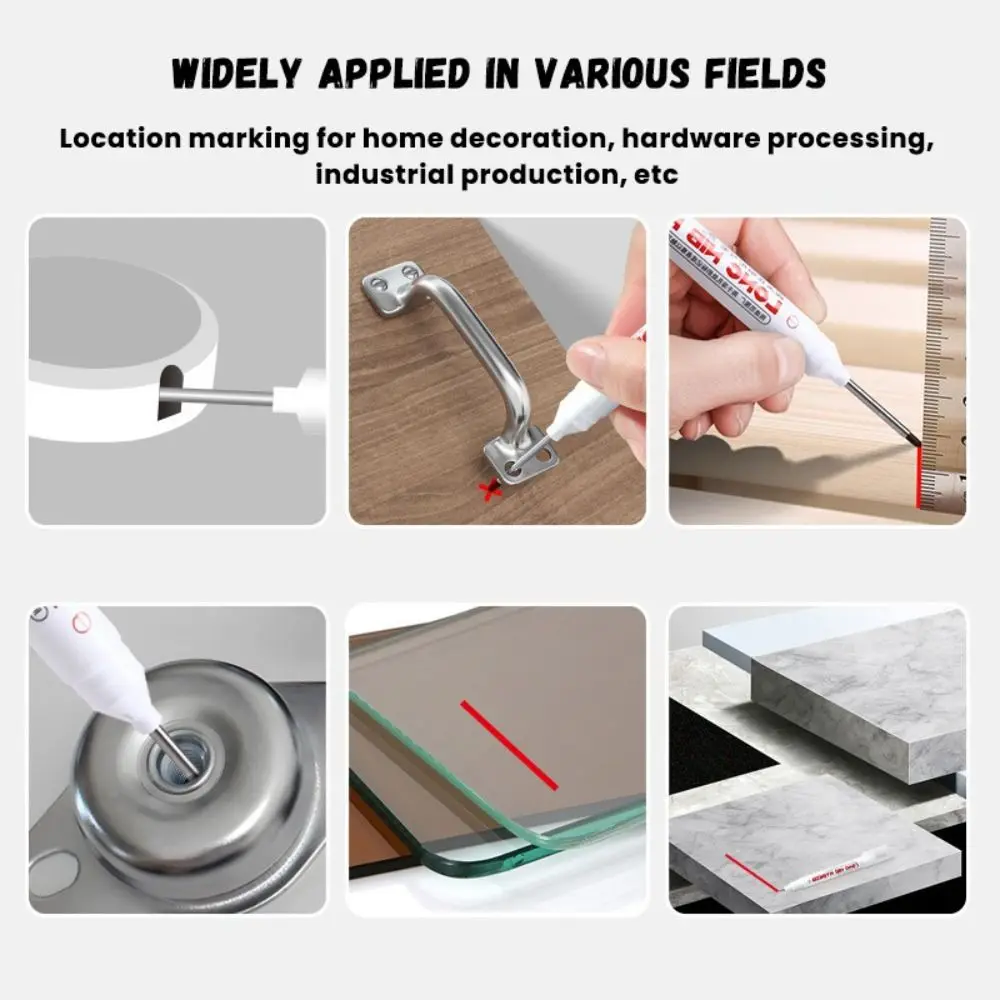 

1/12 шт., 4 цвета, строительный маркер, двойной наконечник, 25 мм, плотник с глубокими отверстиями, перфорационная ручка, длинная головка, маркер с глубокими отверстиями