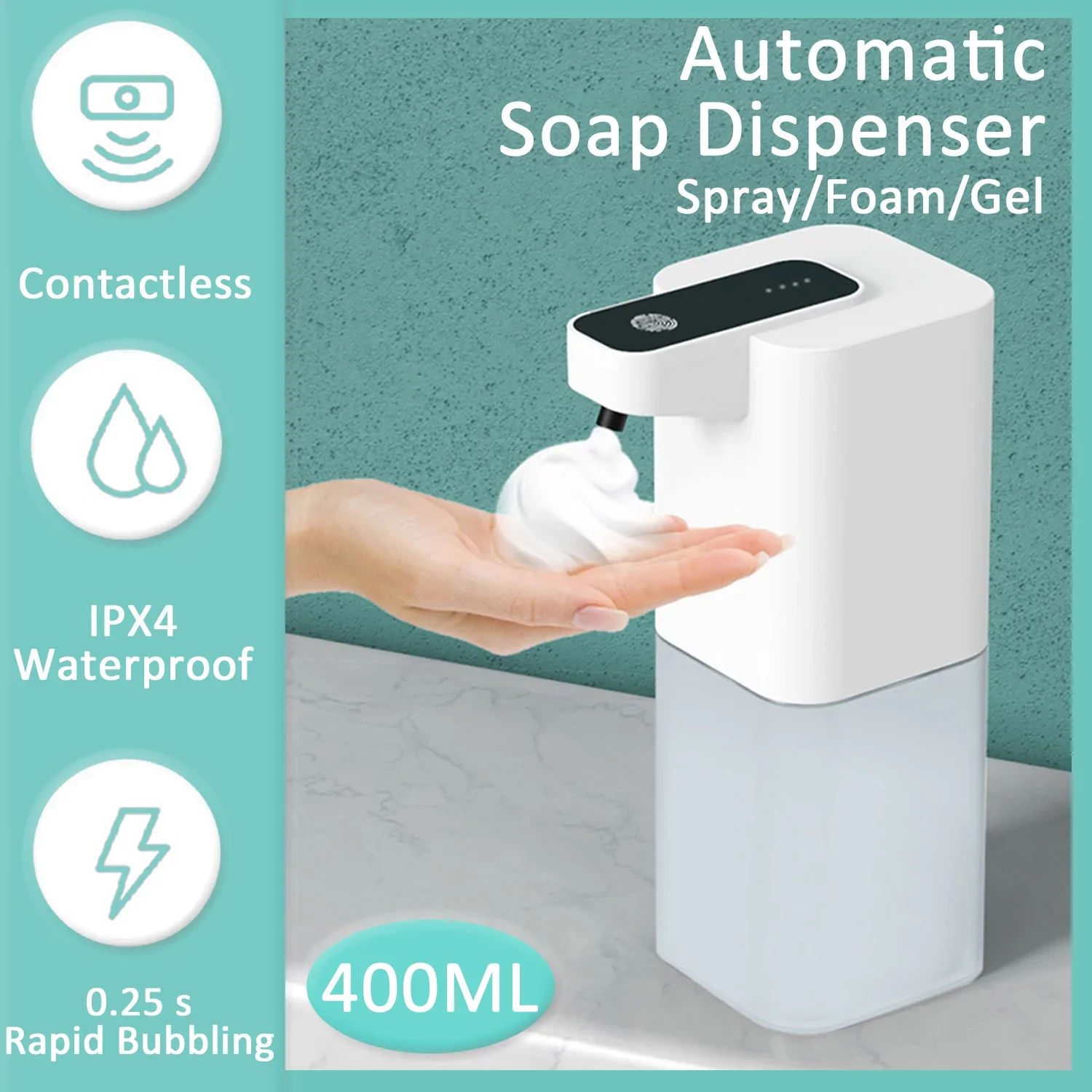 Automatic Inductive Soap Dispenser, Touchless Hand Sanitizer, USB Charging, Smart Hand Washing Machine, Home Use