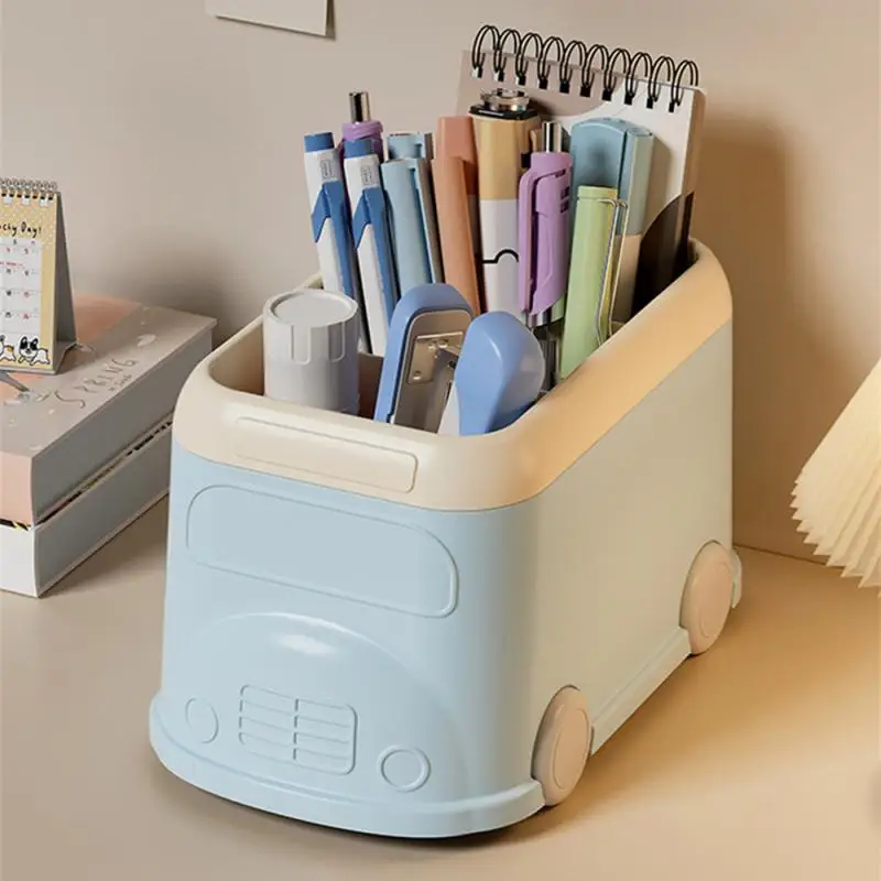 Makeup Brush Storage Box Car Styling Easy To Store Multifunctional Durable Save Space Smooth School Bus Storage Bucket Mellow