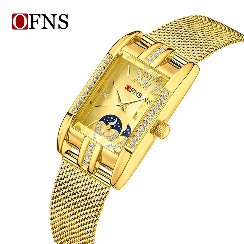 

OFNS 1633, элегантные женские кварцевые наручные часы, водостойкий сетчатый браслет, повседневные модные деловые часы для женщин, reloj mujer