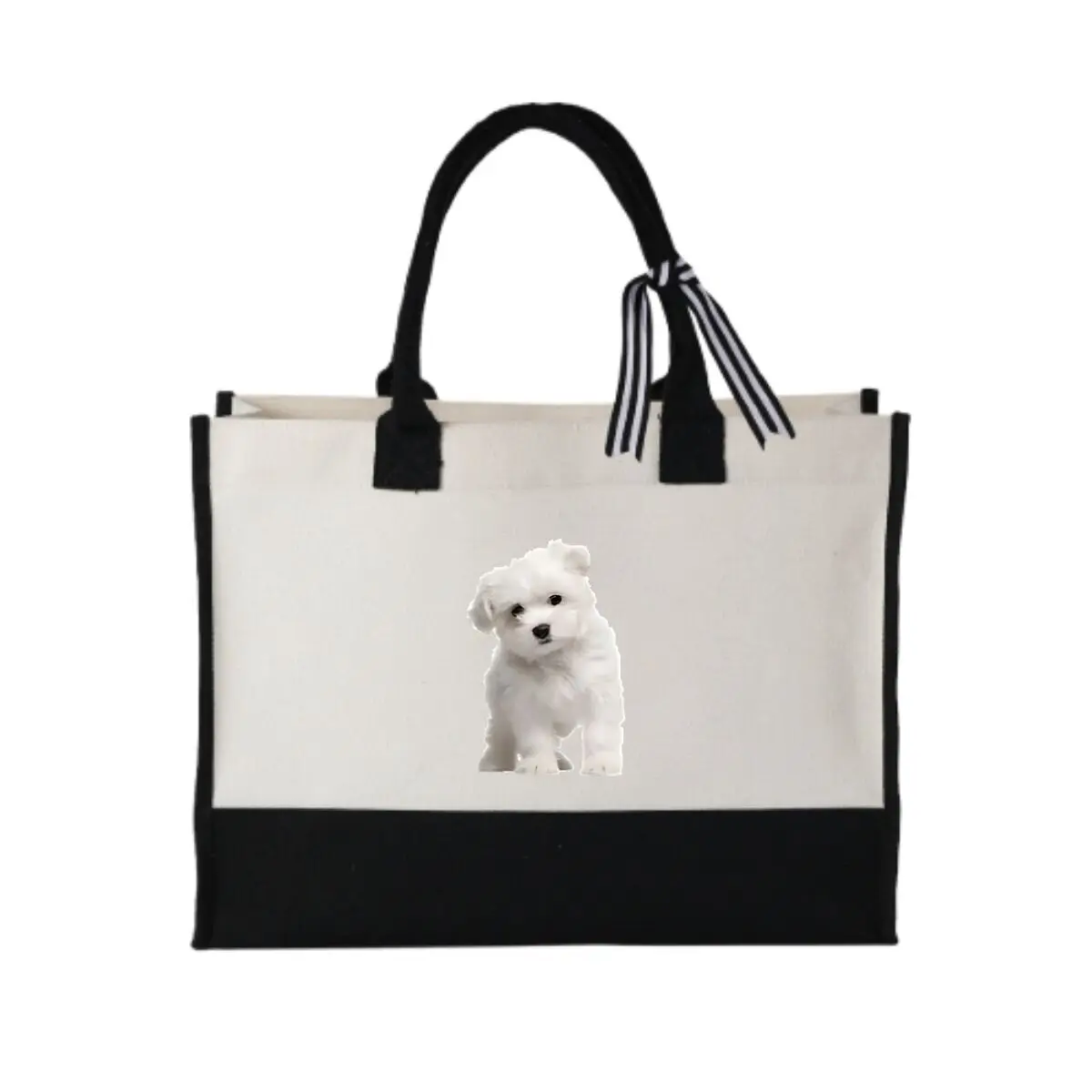 

Fluffy Pup Pure Cuteness Eco-Friendly Patchwork Canvas Gift Tote for Holiday Presents