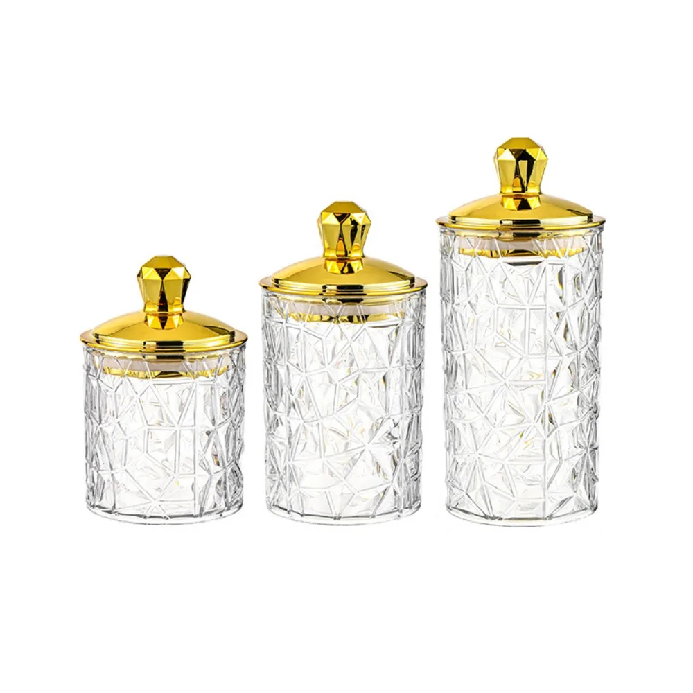 

3PCS/SET Creative Transparent Food Storage Pots Moisture-proof with Lid Storage Box Exquisite Plastic Sealed Jar Tea