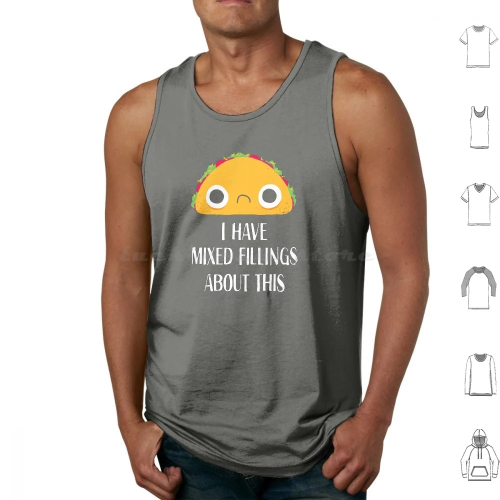 Mixed Fillings Tank Tops Print Cotton Taco Food Funny Humor Pun Puns Character Dinomike