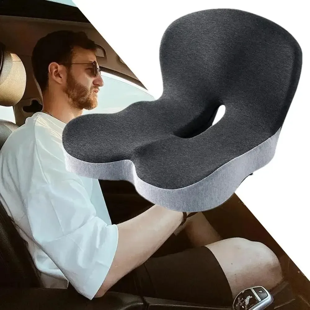 Memory Foam All‑in‑One Seat Cushion with Backrest, Ergonomic Integrated Support Cushion, Non‑Slip Comfort Pad for Office Chair Car Home Use
