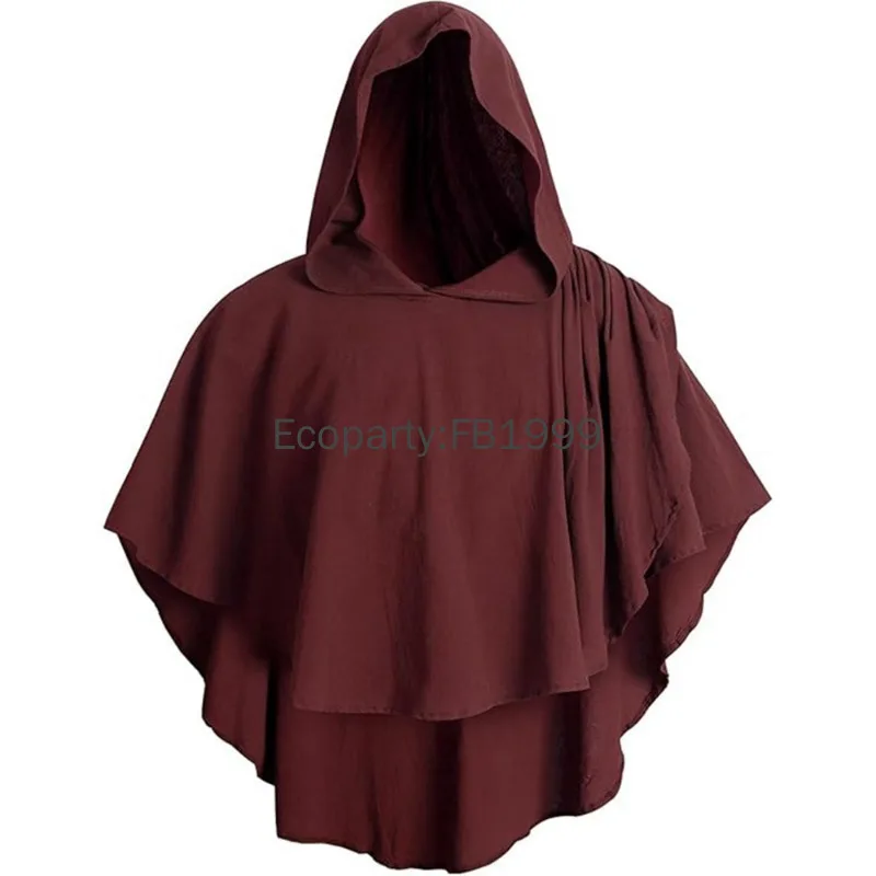 New Medieval Vintage Hooded Cloak for Men Women Renaissance Wicca Worship Pagan Monk Shawl Cape Adult Halloween Costumes