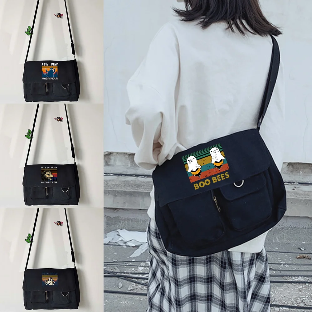 

Messenger Bag Crossbody bag Women Shopping Large Capacity Unisex Simple Casual Travel Canvas Shoulder bags Pew series print