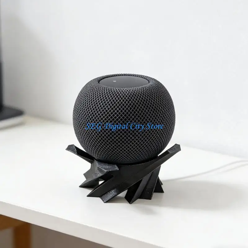 U75B Modern Speaker Stand With Geometric Cutout Support Rack For Optimal Sound Projection And Minimalists Aesthetics