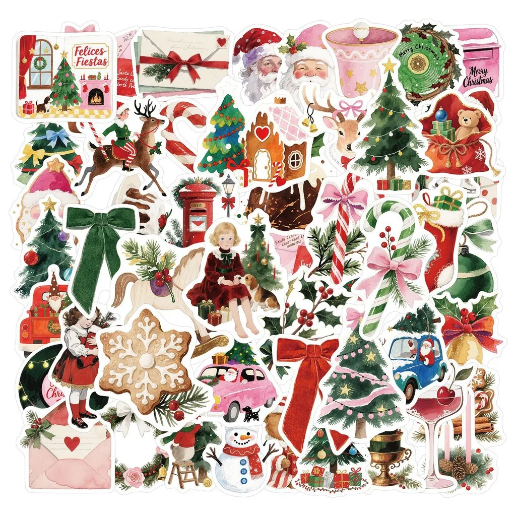 50Pieces Innovative Christmas Aesthetic PVC Stickers - Decorative Decals for Luggage, Notebooks & Party Giajar Sticker Store